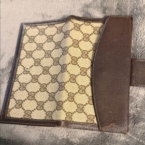 SALE!! Gucci Beige GG Canvas Brown Leather wallet and/or Organizer